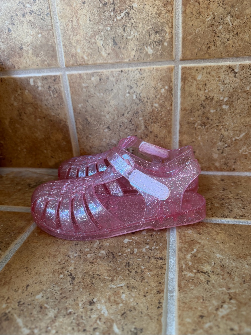 Kids' Sparkle Pink Jelly Sandals